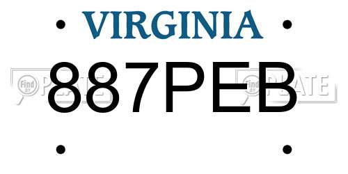 887PEB Virginia License Plate