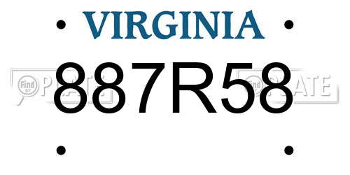 887R58 Virginia License Plate