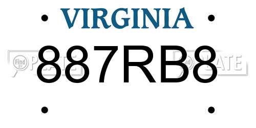 887RB8 Virginia License Plate