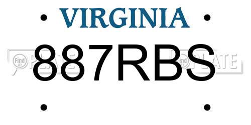 887RBS Virginia License Plate