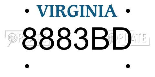 8883BD Virginia License Plate
