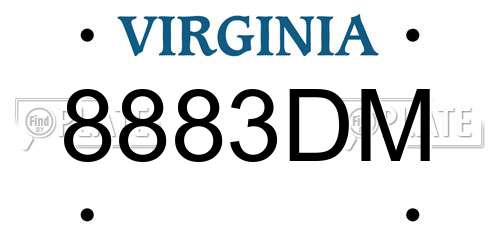 8883DM Virginia License Plate