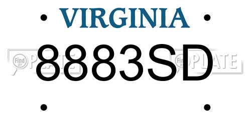 8883SD Virginia License Plate