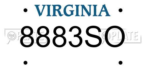 8883SO Virginia License Plate