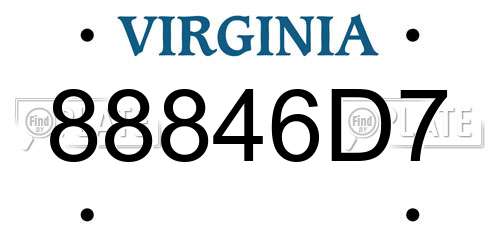 88846D7 Virginia License Plate
