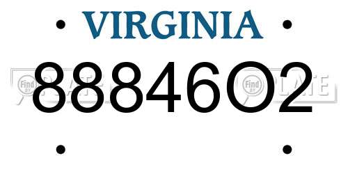 88846O2 Virginia License Plate