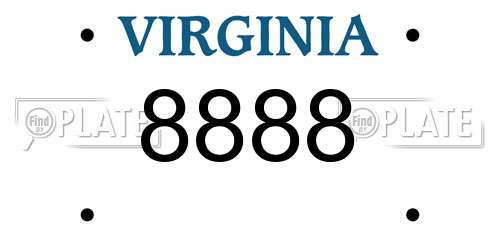 8888 Virginia License Plate