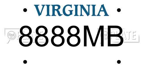 8888MB Virginia License Plate