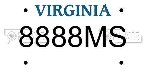 8888MS Virginia License Plate