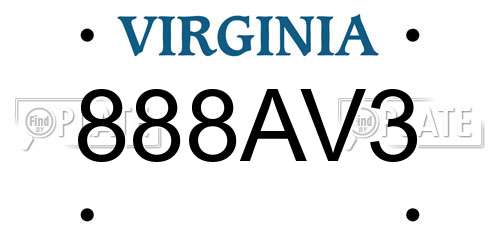 888AV3 Virginia License Plate