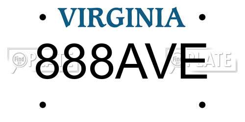 888AVE Virginia License Plate