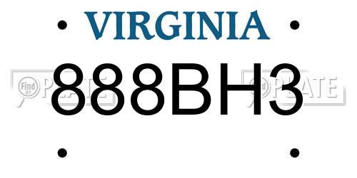 888BH3 Virginia License Plate