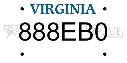 888EB0 Virginia License Plate