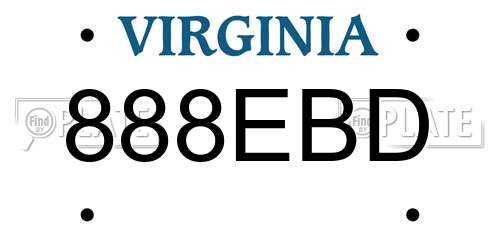 888EBD Virginia License Plate