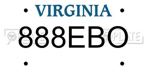 888EBO Virginia License Plate