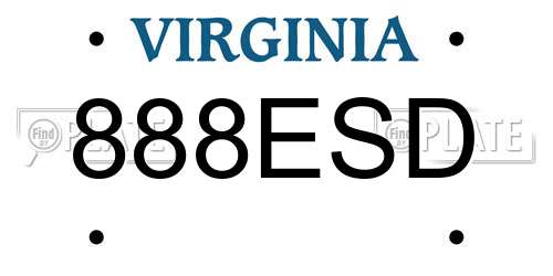 888ESD Virginia License Plate