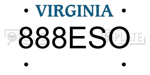 888ESO Virginia License Plate