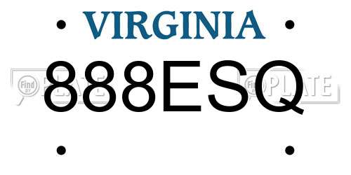 888ESQ Virginia License Plate