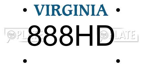 888HD Virginia License Plate