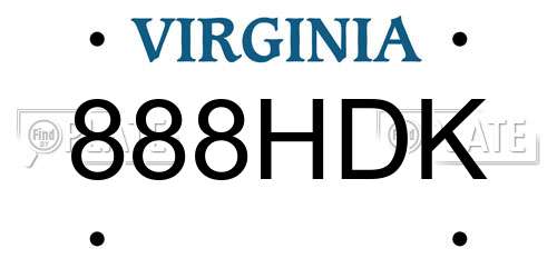 888HDK Virginia License Plate