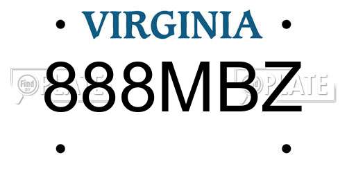 888MBZ Virginia License Plate