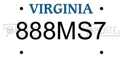 888MS7 Virginia License Plate