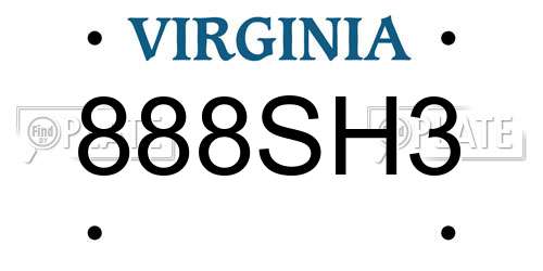 888SH3 Virginia License Plate