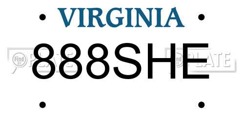 888SHE Virginia License Plate