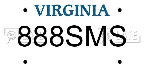888SMS Virginia License Plate