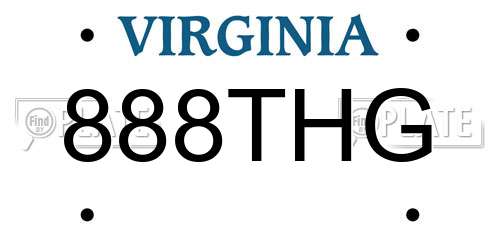 888THG Virginia License Plate