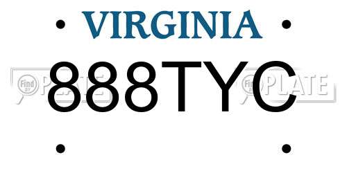 888TYC Virginia License Plate
