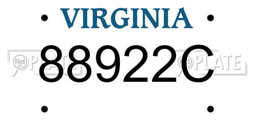 88922C Virginia License Plate