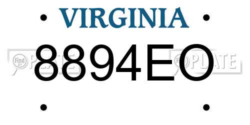 8894EO Virginia License Plate