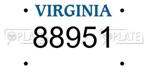 88951 Virginia License Plate