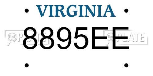 8895EE Virginia License Plate