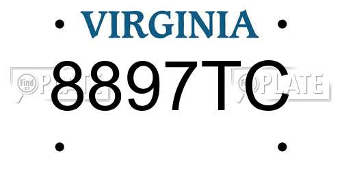 8897TC Virginia License Plate