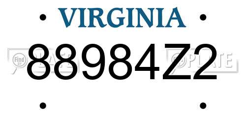 88984Z2 Virginia License Plate