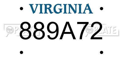 889A72 Virginia License Plate