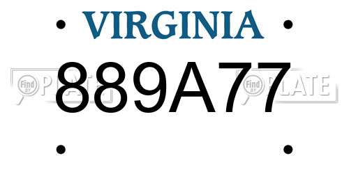 889A77 Virginia License Plate