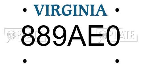 889AE0 Virginia License Plate