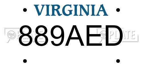889AED Virginia License Plate