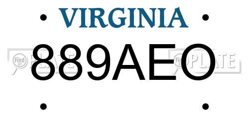 889AEO Virginia License Plate