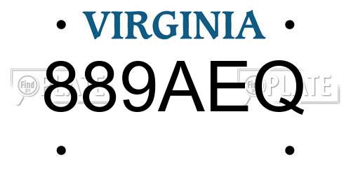 889AEQ Virginia License Plate