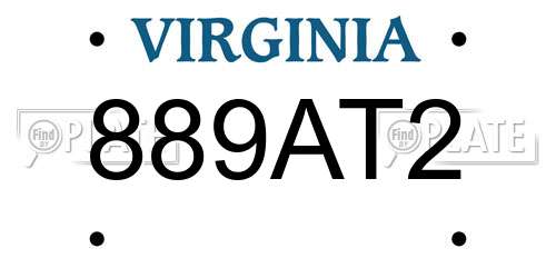 889AT2 Virginia License Plate