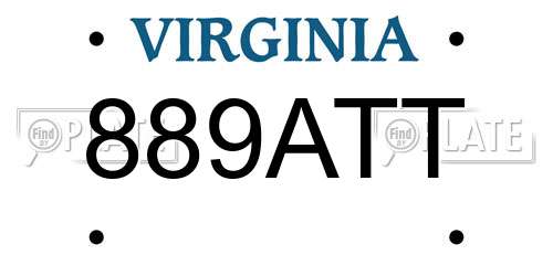 889ATT Virginia License Plate