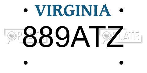 889ATZ Virginia License Plate