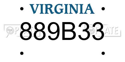 889B33 Virginia License Plate