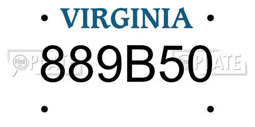 889B50 Virginia License Plate