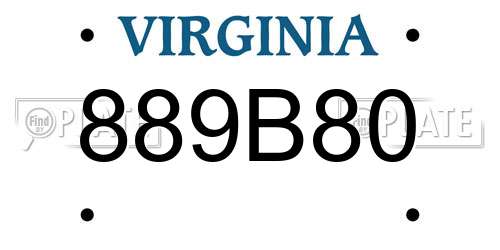 889B80 Virginia License Plate