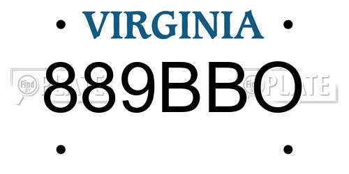 889BBO Virginia License Plate